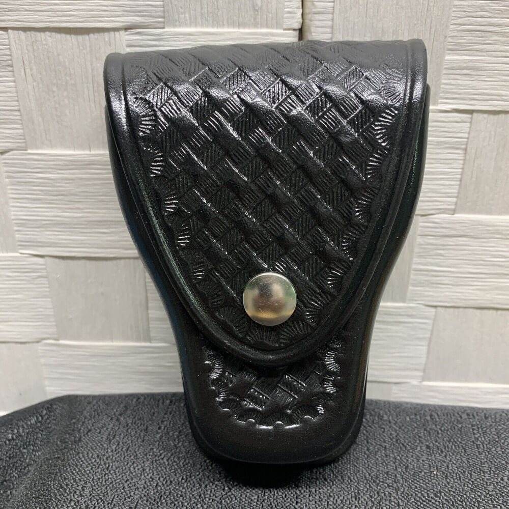 Black Don Hume C-303 Basket Weave Belt Handcuff Pouch Never Used